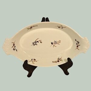 BIA Cordon Bleu France Floral Porcelain Au Gratin Dish Scalloped Handles‎ 12in